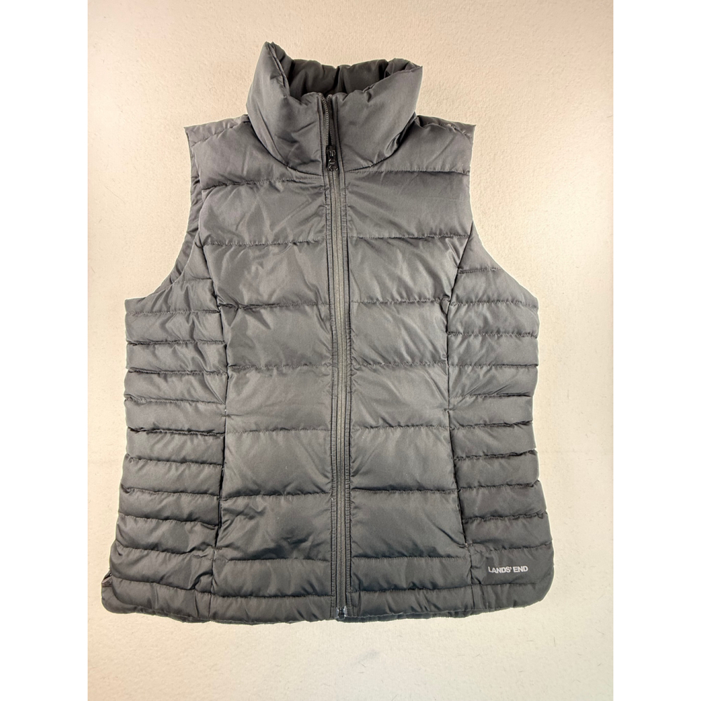 Women's Lands' End 80/20 Down Puffer Vest Black M (10–12)